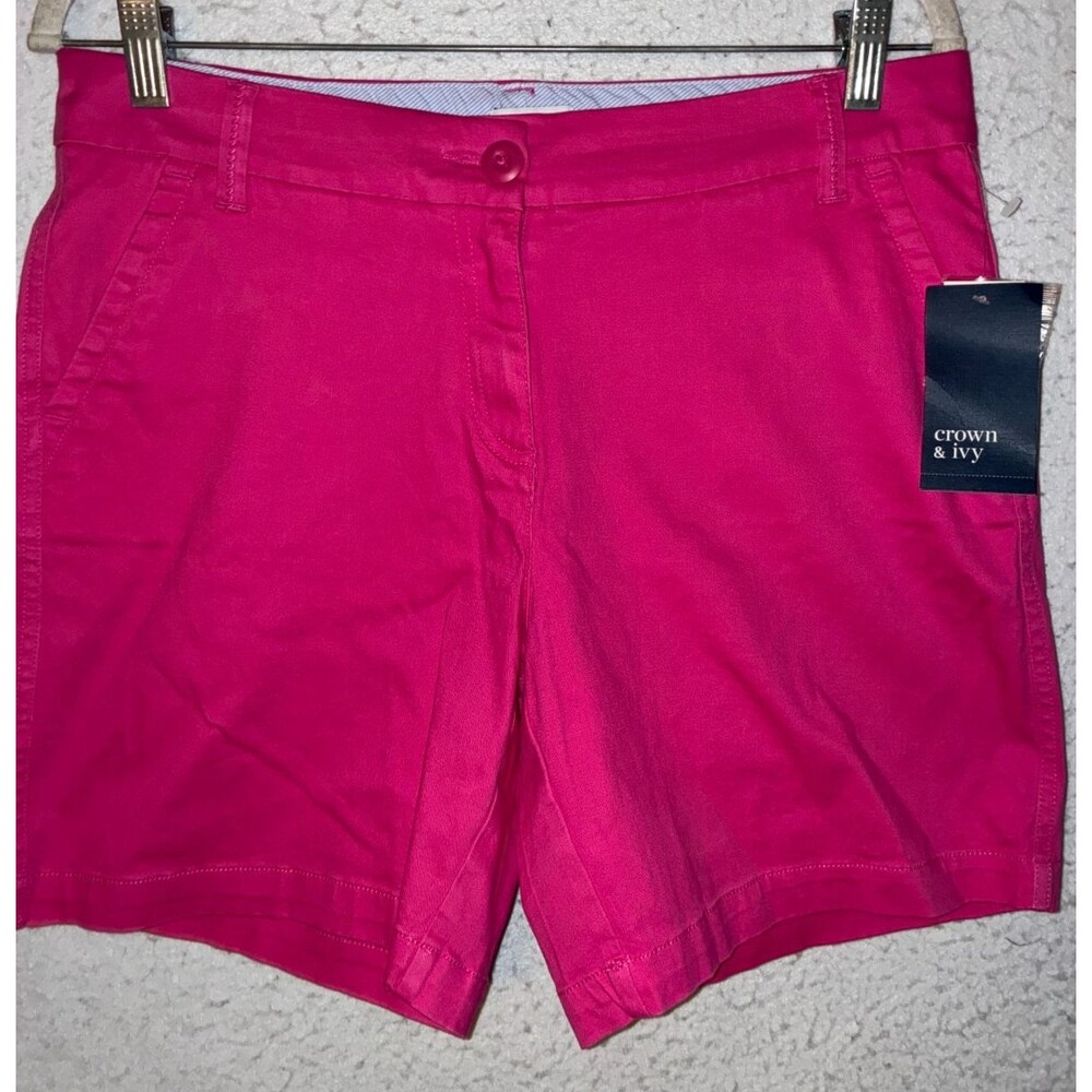 Crown & Ivy Caroline Shorts Sz 6 Hot Pink Cotton Spandex 7" inseam classic fit